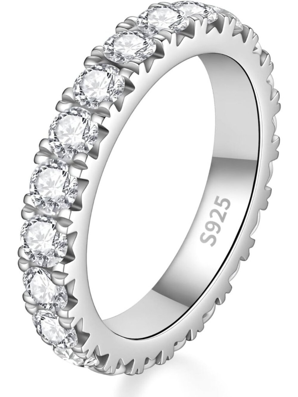 Stunning Moissanite Wedding Band, 925 Sterling Silver, 1.2CT Eternity Ring for